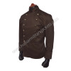 Dark brown knit fabric with dark brown piping gold-plated brass buttons