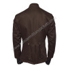 Dark brown knit fabric with dark brown piping gold-plated brass buttons