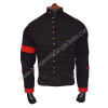 MJ-Inspired MTV Awards Military Jacket – Black with Red Accents and Brass Polished Dome Buttons