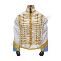 White Hussar Tunic / Napoleonic Era Military Jacket with Gold Braiding