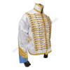 White Hussar Tunic / Napoleonic Era Military Jacket with Gold Braiding