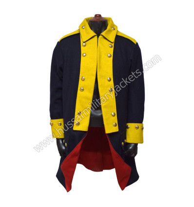 British 1776 Continental Army Coat – Navy Blue with Yellow Facings