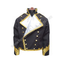Men’s British Regency Junior Captain’s Tailcoat – Black Cotton with Gold Bullion Braid & Brass Buttons