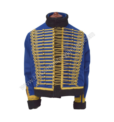 7th Hussars Lieutenant’s Royal Blue Pelisse Jacket with Gold Braid and Black Fur Trim