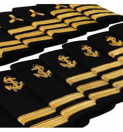 Premium Military Navy Bullion Braid Hand Embroidered Epaulettes for Captain and Chief Officer Uniforms