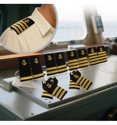 Premium Military Navy Bullion Braid Hand Embroidered Epaulettes for Captain and Chief Officer Uniforms