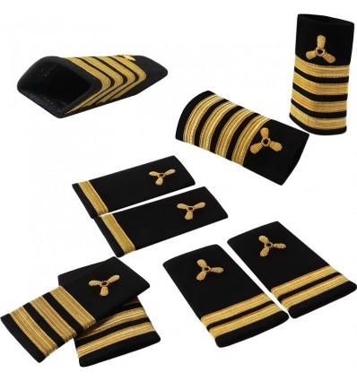 Premium Military Navy Bullion Braid Hand Embroidered Epaulettes for Captain and Chief Officer Uniforms