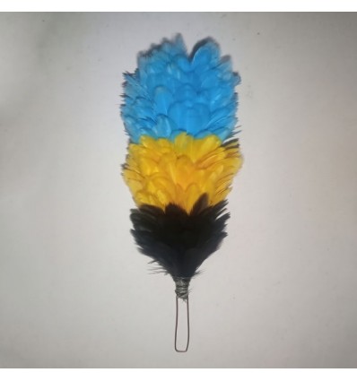 Tri-Color Blue Yellow & Black Feather Hackle
