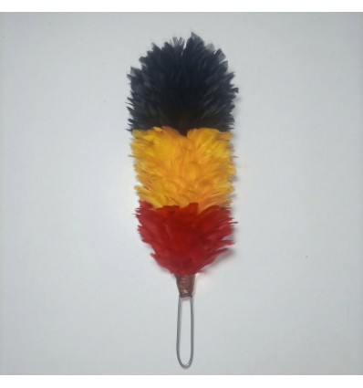 Tri-Color Black, Yellow & Red Feather Hackle