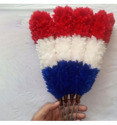 4 Tri-Color Red, White & Blue Feather Hackles