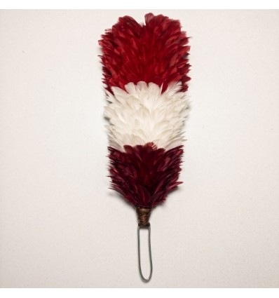 Tri-Color Red, White & Maroon Feather Hackle