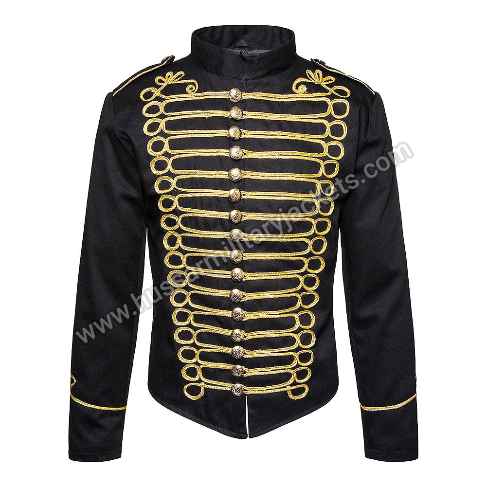 Black military jacket with gold buttons hotsell