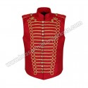 Men Red Gold Steampunk Gothic Military Sleeveless Parade Jacket