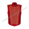 Men Red Gold Steampunk Gothic Military Sleeveless Parade Jacket
