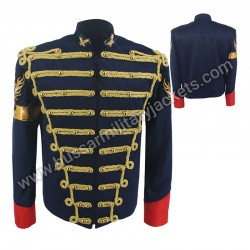 Rare Fashion Retro Punk MJ Michael Jackson Dark Blue Military Army Royal Retro England Style Men's Threading Jacket 1980S
