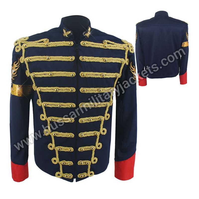 Rare Fashion Retro Punk MJ Michael Jackson Dark Blue Military Army