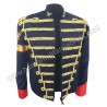 Rare Fashion Retro Punk MJ Michael Jackson Dark Blue Military Army Royal Retro England Style Men's Threading Jacket 1980S