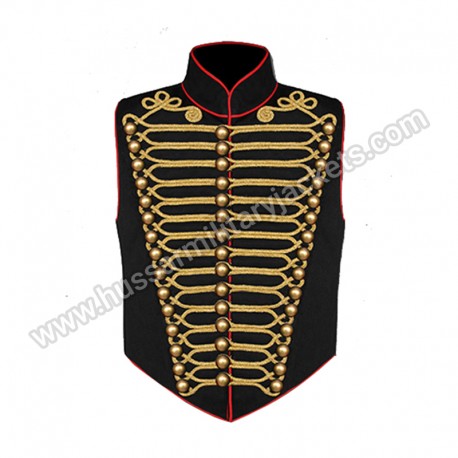 Steam punk Military Waistcoat Black and Gold