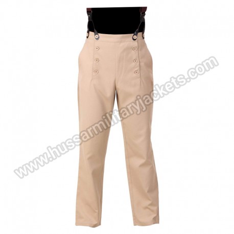 Steampunk Victorian Cosplay Costume Architect Men Pants Khaki Trousers