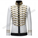 Men White Suits Notched Lapel Wedding Party Cotton Dinner Vintage Jacket